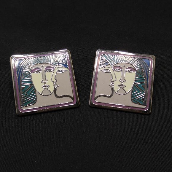 Laurel Burch Ancient Ancestors Earrings Art of Human Being Enamel 1980s - Picture 10 of 10